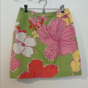 Lilly Pulitzer Green Floral A-Line Skirt